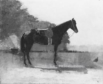 ウィンスロー・ホーマー Painting - 農場の庭の鞍馬 リアリズム画家ウィンスロー・ホーマー